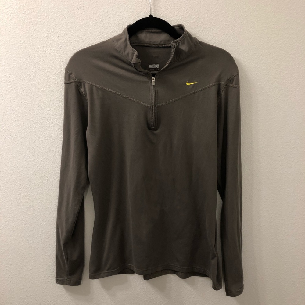 Nike Gray Long-Sleeve Jacket with Yellow Logo